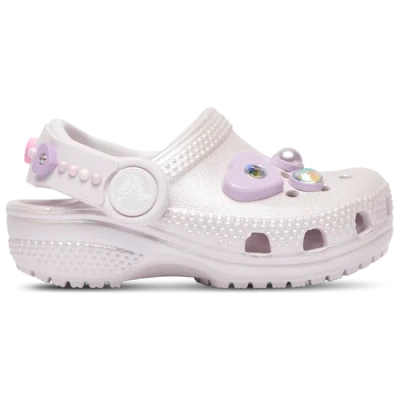 Crocs Kids' Girls  Classic Pearl Island Heart Shine Clogs In Purple