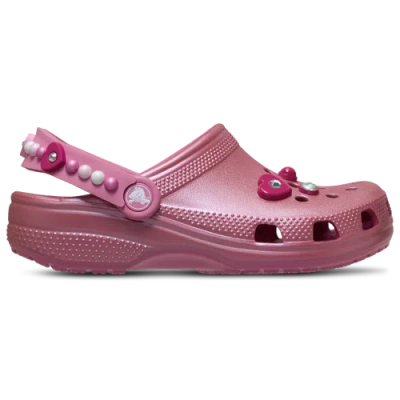 Crocs Kids' Girls  Classic Pearl Island Heart Shine Clogs In Pink