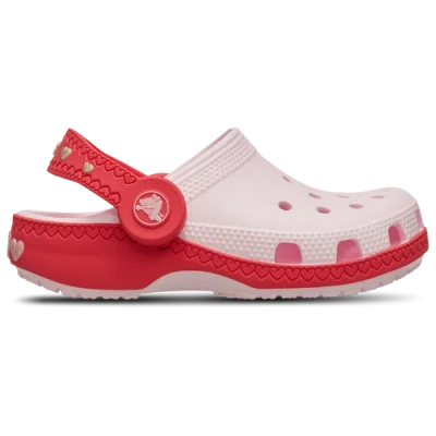 Crocs Kids' Girls  Vday Clogs With Heart Back Strap In Digital Raspberry/pink Milk