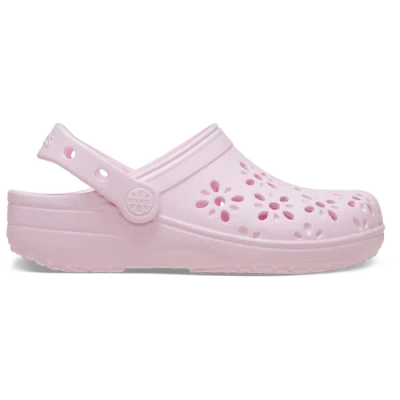 Crocs Kids'  Girls Classic Floral Cut Out Clog In Pink