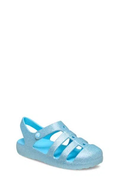 Crocs Kids'  Glitter Classic Fisherman Sandal In Blue