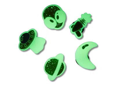 Crocs Kids'  Glow In The Dark Space Jibbitz Set 5 Pack In Green