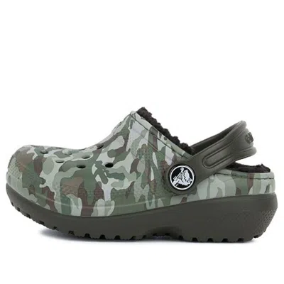 Crocs (gs)  Camouflage Printed Round Toe Clogs 'green Brown' In Multi