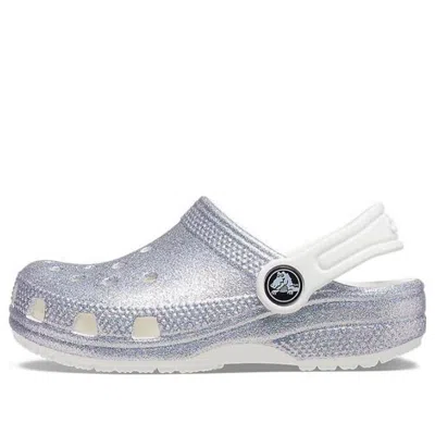 Crocs (gs)  Classic Glitter Sandals 'silver White' In Multi