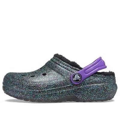 Crocs (gs)  Classic Lined Clogs 'black Purple Sparkles'
