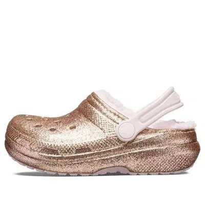 Crocs (gs)  Classic Lined Glitter Clogs 'gold Pink' In Multi