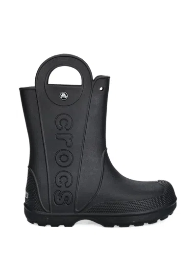 Crocs Handle It Logo-embossed Rain Boots In Black