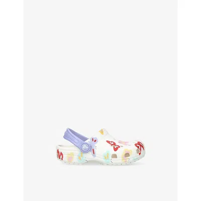 Crocs White/oth Kids' Classic Butterfly-print Rubber Clogs Eur 33 / 1 Uk