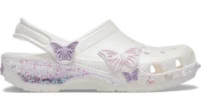 Crocs Kids' Classic Butterfly Sparkle Shaker Clog In White