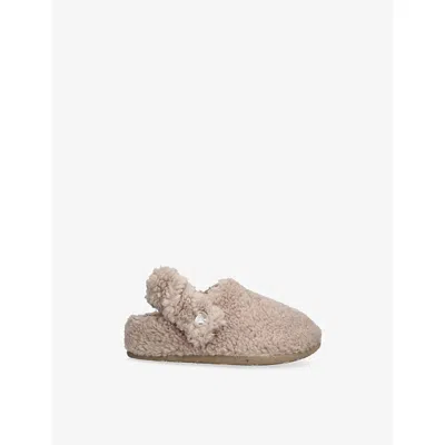 Crocs Taupe Kids' Classic Cozzzy Faux-shearling Slippers Eur 22 /5.5 Uk In Brown