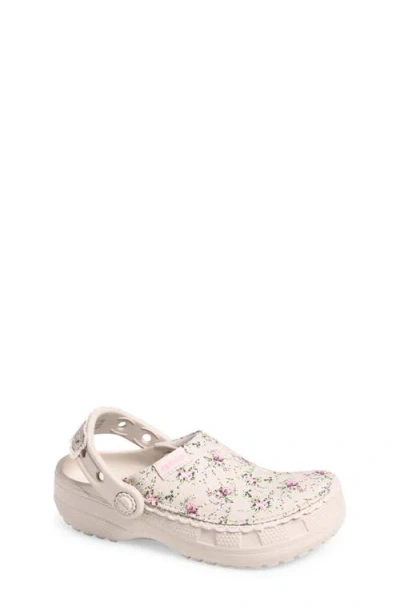 Crocs Kids' Classic Crafted Floral Clog In Pink
