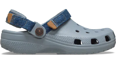Crocs Kids' Classic Denim Adjustable Backstrap Clog In Gray