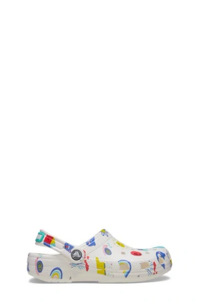 Crocs Kids' Classic Doodle Print Clog In White/multi