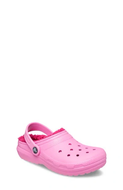 Crocs Kids' Classic Faux Fur Lined Clog In Taffy Pink