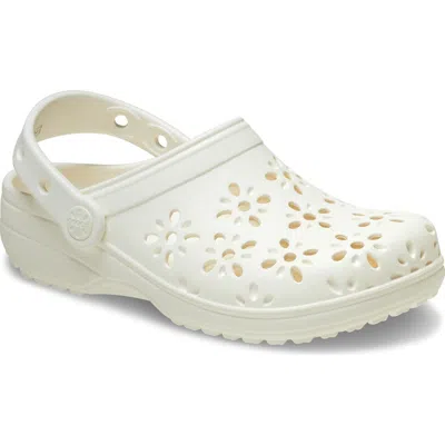 Crocs Kids' Classic Floral Cutout Clog In Chalk