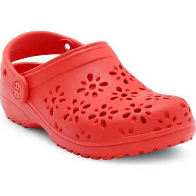 Crocs Kids' Classic Floral Cutout Clog In Red