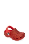 Crocs Kids' Classic Glitter Clog In Flame