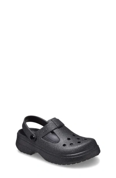 Crocs Kids' Classic Glitter Mary Jane Clog In Black