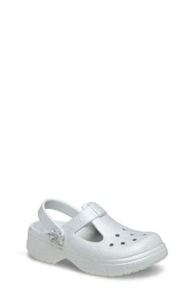 Crocs Kids' Classic Glitter Mary Jane Clog In Silver