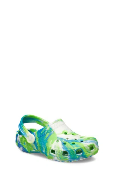 Crocs Kids' Classic Glow-in-the-dark Marbled Clog In Prep Blue/multi