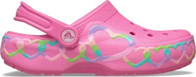 Crocs Kids' Classic Heart Lights Clog; Pink Lemonade, J1