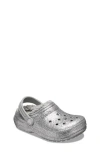 Shop Crocs Kids' Classic Lined Glitter Clog In Silver
