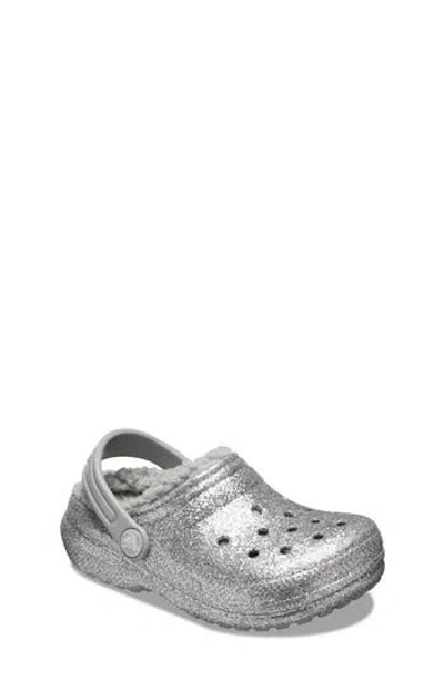 Crocs Kids' Classic Lined Glitter Clog In Silver