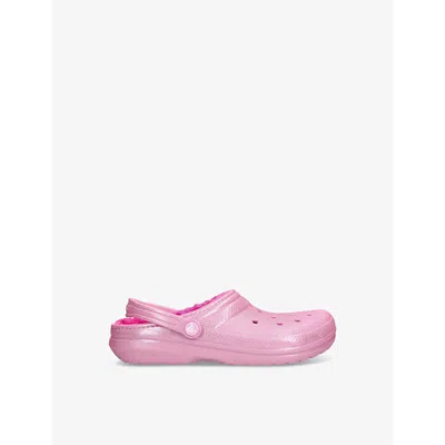 Crocs Kids'  Classic Glitter Girls Clogs Colour: Pink Tweed Glitter, Size: Junior 3 In Pink Tweed Glitter R