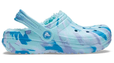 Crocs Kids' Classic Lined Marbled Clog In Blue