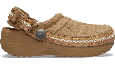 Crocs Kids' Crafted Vegan Suede Stitch Clog In Brown