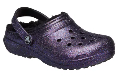 Crocs Kids  Classic 210764-0c4 Clog Space Glitter Lined Comfort Shoes Erk1858 In Purple