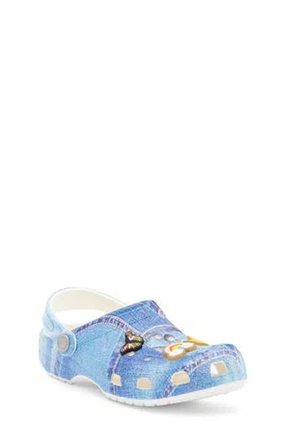 Crocs Kids' Denim Patch Print Clog In Blue/white Multi