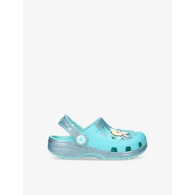 CROCS KIDS' FROZEN ELSA CLASSIC RUBBER CLOGS BLUE EUR 37 / 4 UK