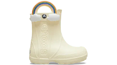 Crocs Kids' Handle It Rainbow Rain Boot In Buttercream