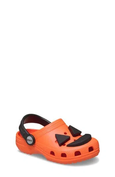 Crocs Kids' Jack-o'-lantern Light-up Classic Clog In Orange