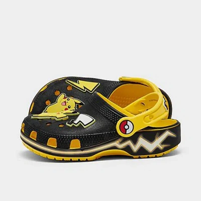 Crocs Babies'  Kids' Toddler X Pokemon Pikachu Classic Clog Shoes In Black/lemon