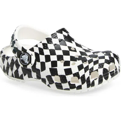 Crocs Kids' Warped Check Classic Clog In White/black