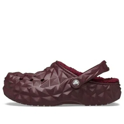 Crocs Classic Lined Geometric Clog In Dark Cherry