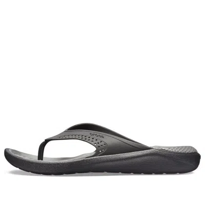 Crocs Literide Minimalistic Beach Flip-flops Dark Grey In Black/slate Grey