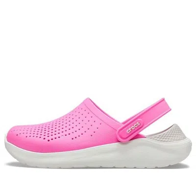 Crocs Literide Pink Sandals In Electric Pink/almost White