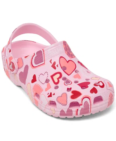 Crocs Kids' Little Girls Hearts Classic Clogs From Finish Line In Pink