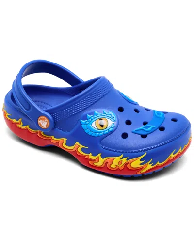 Crocs Little Kids Light-up Dragon Classic Clogs From Finish Line In Blue