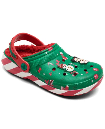Crocs Little Kids Mickey Mouse Lined Clogs From Finish Line In Red,green,white