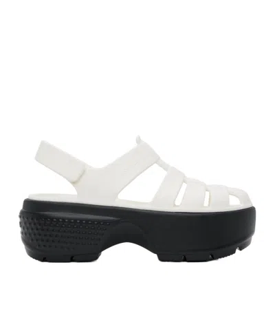 CROCS LOGO EMBOSSED HIGH-HEELED SANDALS