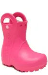 Shop Crocs Logo Embossed Rain Boots In Candy Pink