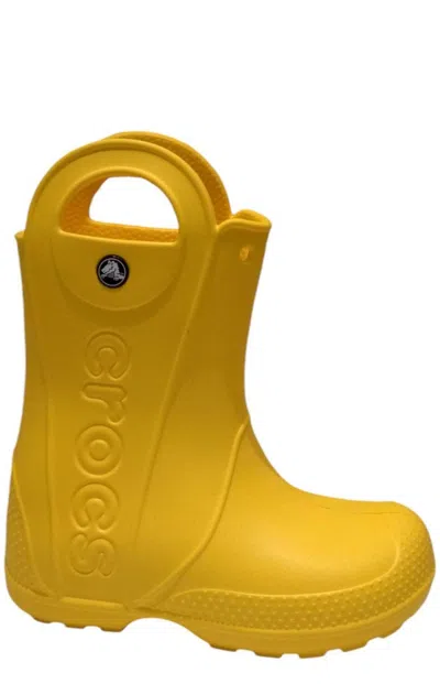 Crocs Kids' Logo Embossed Rain Boots In Yellow