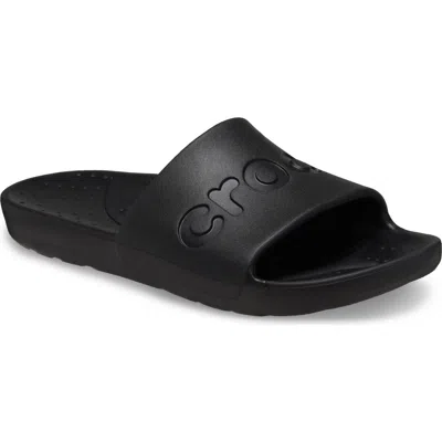 Crocs Logo Slide Sandal In Black