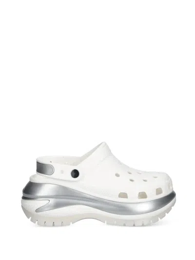 Crocs Mega Crush Metallic-trim Platform Clogs In White