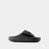Crocs Black Mellow Luxe Recovery Slides In Black