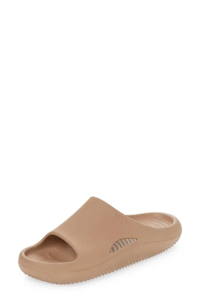 Crocs Mellow Recovery Waterproof Slide Sandal In Latte